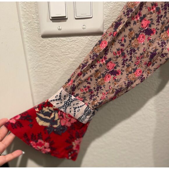 FREE PEOPLE Wildflower Bohemian Fields Long Sleeve Multicolor Tunic - Picture 7 of 8